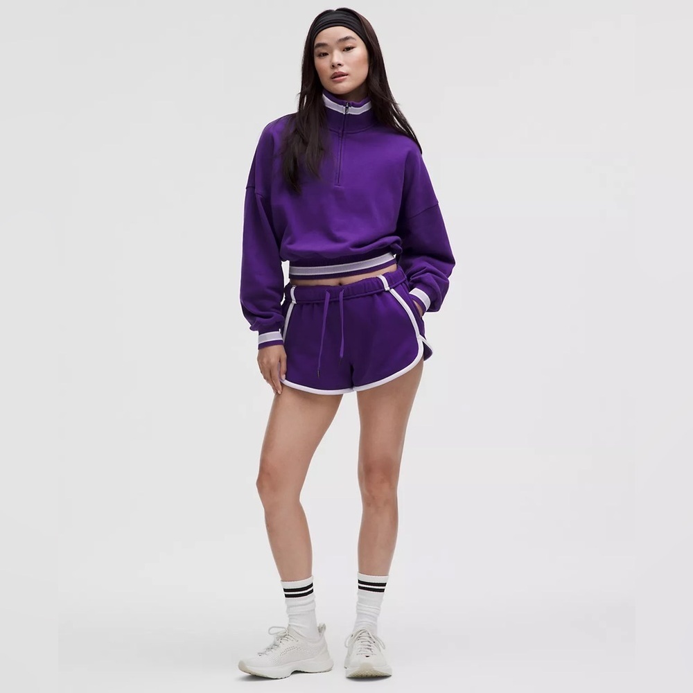 Nwt Lululemon Scuba Mid-Rise Oversized Short 3" Trim College Purple Xxxs